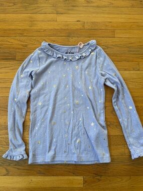 NWT Mini Boden Ruffle Sparkle Pointelle Misty Lavender Gold Foil Star